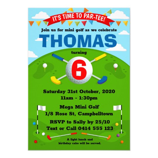 Mini Golf Putt Putt Boys Birthday Party Invitation | Zazzle.co.uk