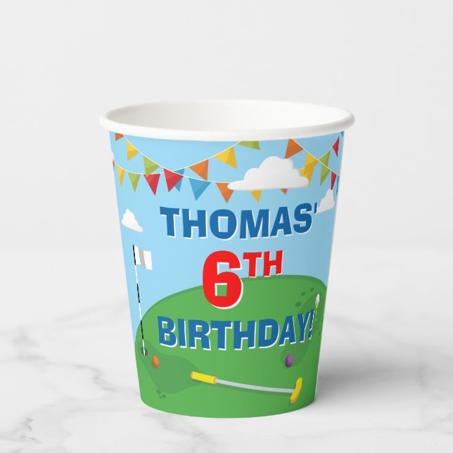 Mini Golf Putt Putt Kids Birthday Party Paper Cups (Back)