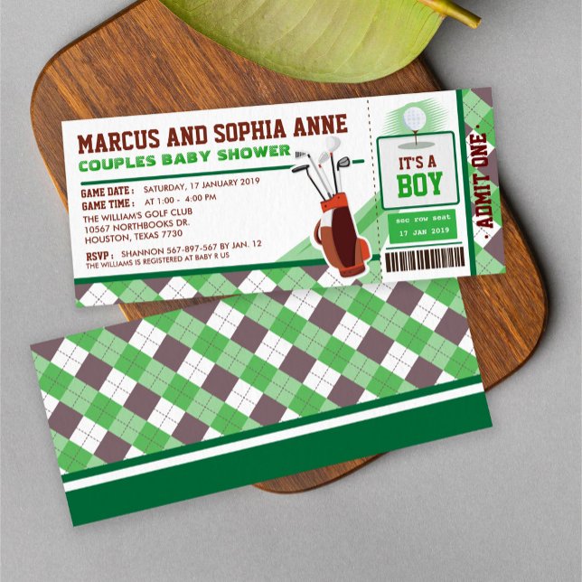 Mini Golf Ticket Pass Couples Baby Shower Invitation (Creator Uploaded)