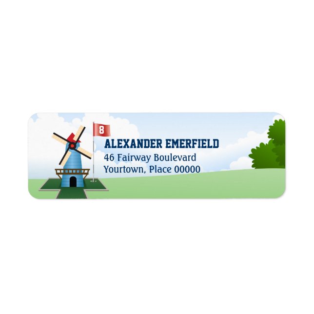 Mini Golf WIndmill Return Address Label (Front)