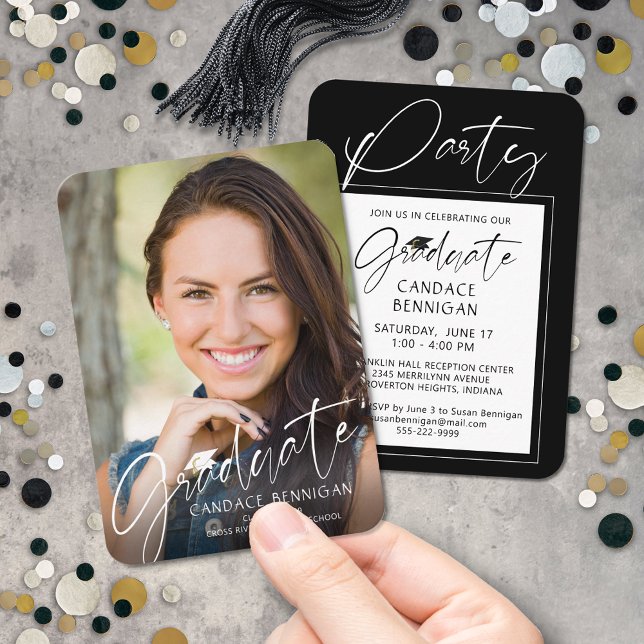 Mini Graduate Party Script Photo White Cap Black Enclosure Card (Creator Uploaded)