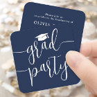 Mini Graduation Party Invitation Navy & White Card