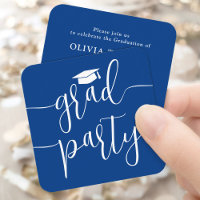 Mini Graduation Party Invitation Royal Blue Card