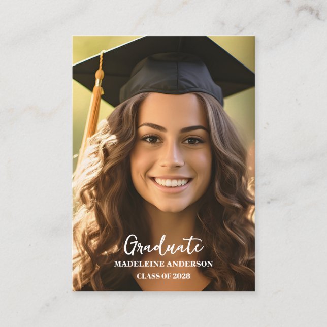 Mini Graduation Photo QR Code Website  Enclosure Card (Front)