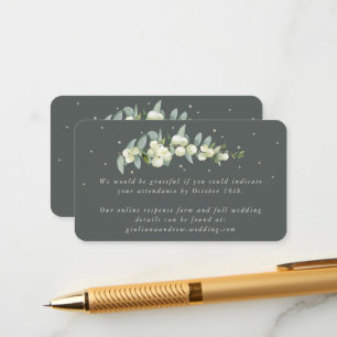 Mini Grey Green Snowberry+Eucalyptus Online RSVP Enclosure Card