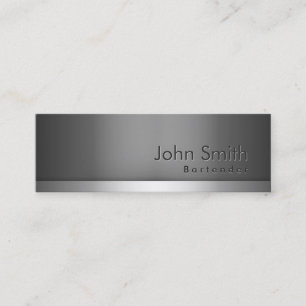 Mini Grey Metal Bartender Business Card