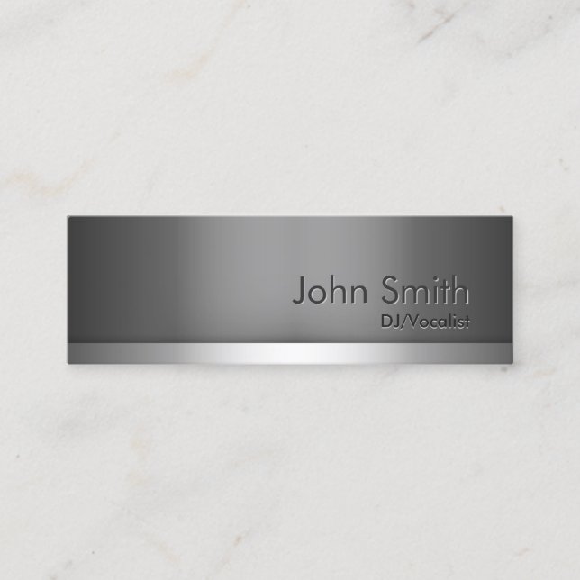 Mini Grey Metal DJ Music Business Card (Front)