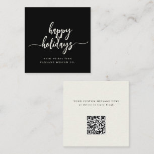 Mini Happy Holidays Modern Script Business QR code Card