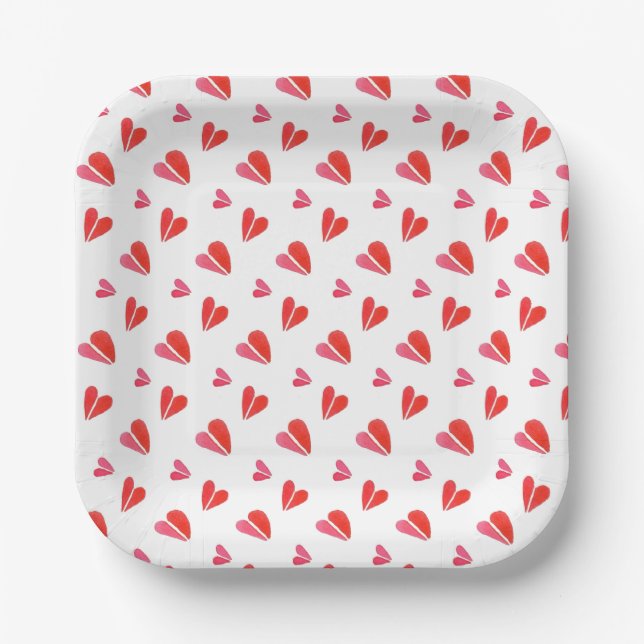 MINI HEARTS 7" Square Paper Plates (Front)