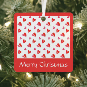 MINI HEARTS Metal Square Ornament + Text