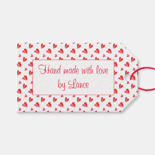 MINI HEARTS Rectangle "Hand Made" Tags