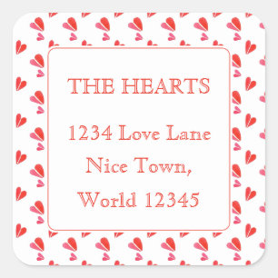 MINI HEARTS Small Square Address Envelope Seals