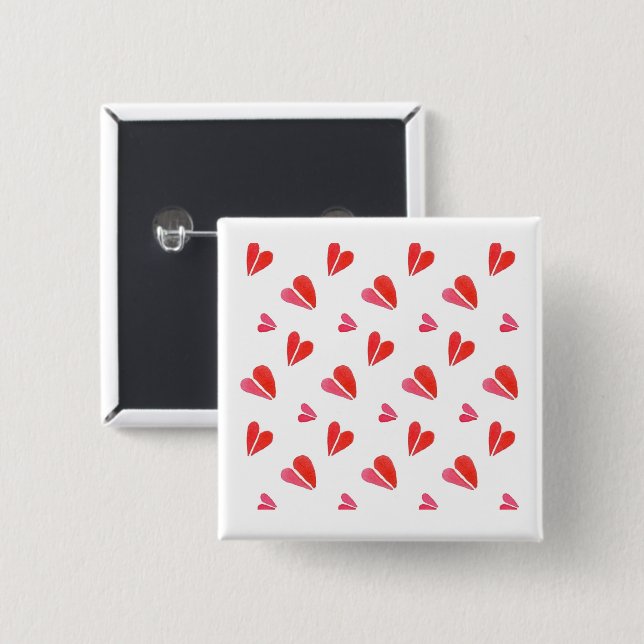 MINI HEARTS Square Pin Button (Front & Back)