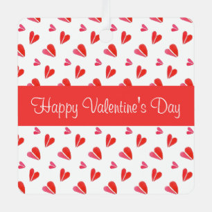 MINI HEARTS Valentine Metal Square Ornament Red