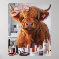 Mini Highland Cow Pink Ribbon & Beauty Products