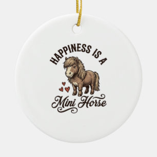 Mini Horse Vintage Engraving Cute Pony Shirt Desig Ceramic Tree Decoration