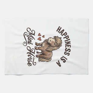Mini Horse Vintage Engraving Cute Pony Shirt Desig Tea Towel