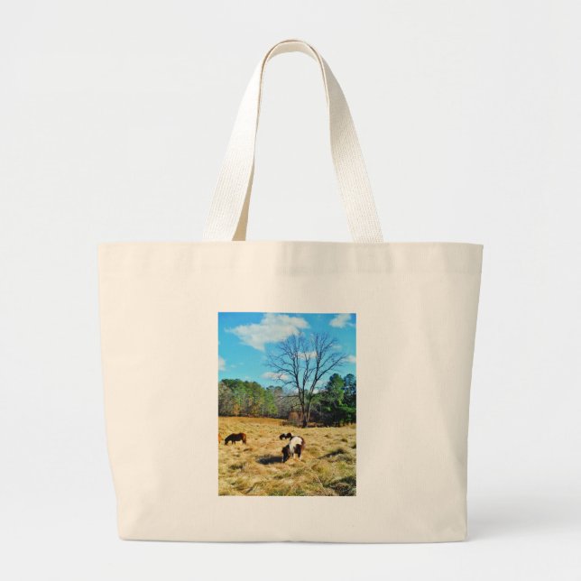 Mini Horses Large Tote Bag (Front)