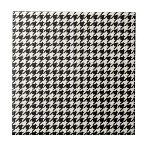 Mini Houndstooth Pattern Black and Cream Tile