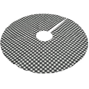 Mini Houndstooth Pattern Black and White Brushed Polyester Tree Skirt