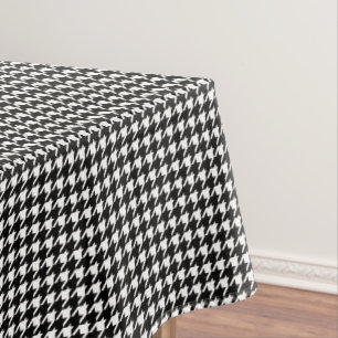 Mini Houndstooth Pattern Black and White Tablecloth