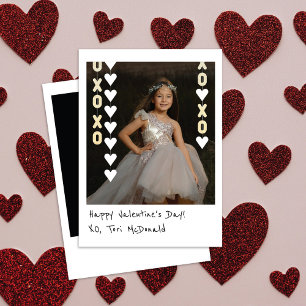 Mini Instant Photo Valentine Card Gold & White