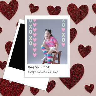 Mini Instant Photo Valentine Card Pink & Silver