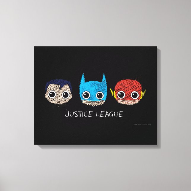 Mini Justice League Heads Sketch Canvas Print (Front)