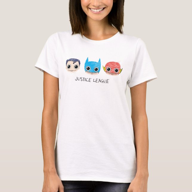 Mini Justice League Heads Sketch T-Shirt (Front)