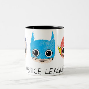 Mini Justice League Heads Sketch Two-Tone Coffee Mug