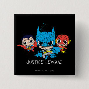 Mini Justice League Sketch 15 Cm Square Badge
