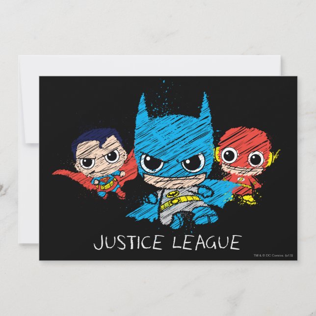 Mini Justice League Sketch Invitation (Front)