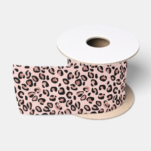 Mini Leopard Rose Gold Spots on Soft Blush Pink Satin Ribbon