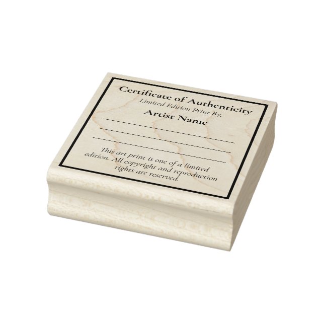 Mini Limited Edition Art Certificate Authenticity Rubber Stamp (Stamp)