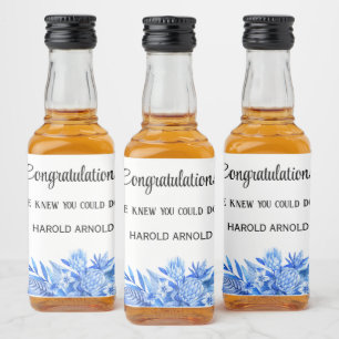 Mini Liquor Bottle Congratulations Cobalt Blue 10 Label