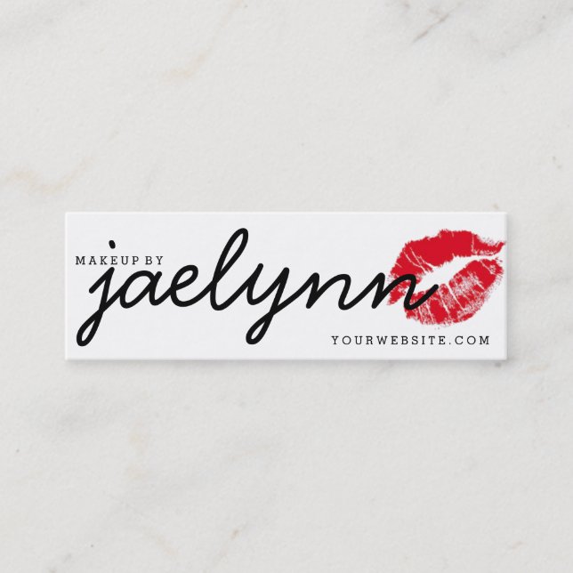 Mini Makeup artist business card red xoxo lips (Front)
