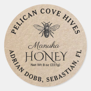 Mini Manuka Honey Jar Lid Label Kraft