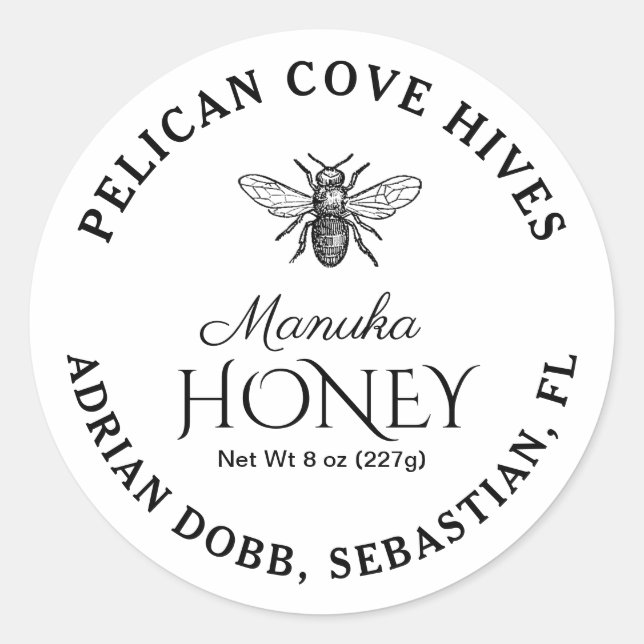 Mini Manuka Honey Jar Lid Label White (Front)