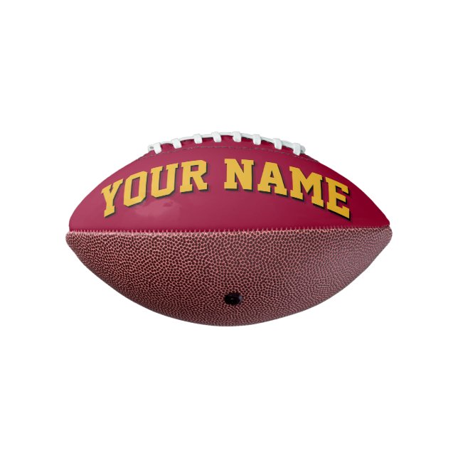 Mini MAROON AND GOLD Personalised Football American Football (Rotated 270)