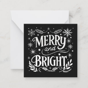 Mini Merry and Bright Black and White Christmas Card