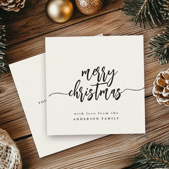Mini Merry Christmas Modern Elegant Script Ivory Card (Creator Uploaded)