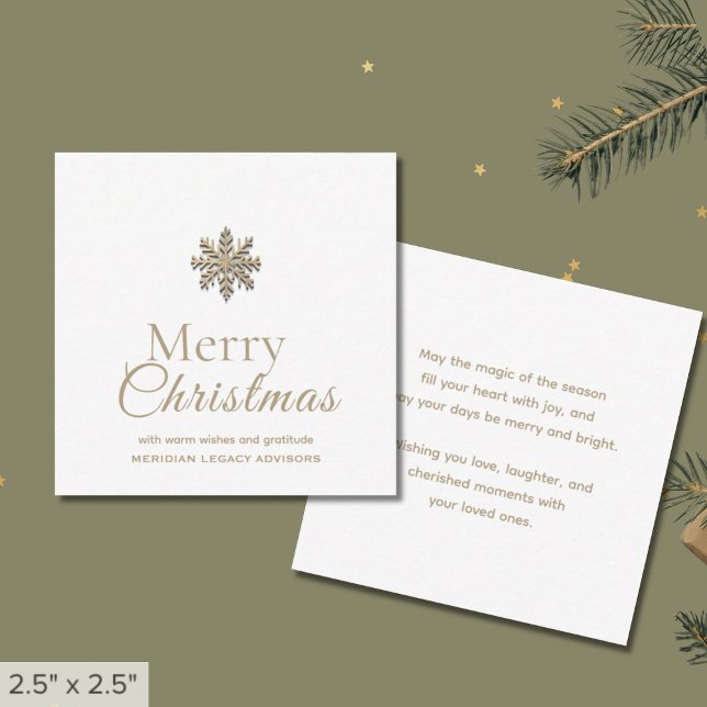 Mini Merry Christmas White Gold Snowflake Card (Creator Uploaded)