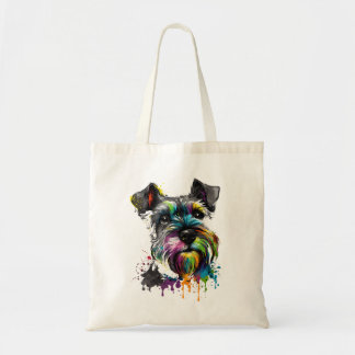 Mini Miniature Schnauzer Face Colourful Dog Art Bl Tote Bag