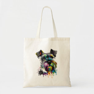 Mini Miniature Schnauzer Face Colourful Dog Tote Bag