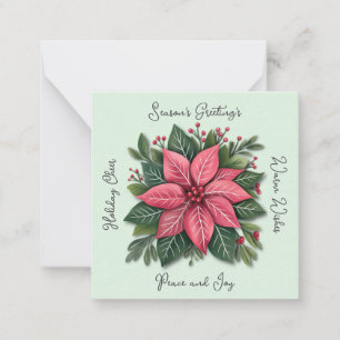 Mini Mint Green Poinsettia Christmas Card