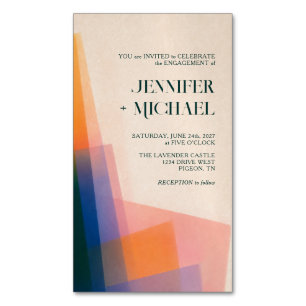 Mini Modern Abstract Engagement Celebration Magnetic Business Card