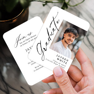 Mini Modern Brush Script Photo Graduation Invite