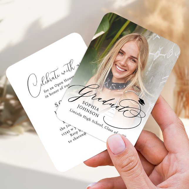 Mini Modern Calligraphy Photo Graduation invite (Mini Modern Calligraphy Photo Graduation invite)