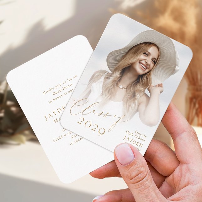 Mini Modern Chic Script Photo Graduation Invite (Mini Modern Chic Script Photo Graduation Invite)