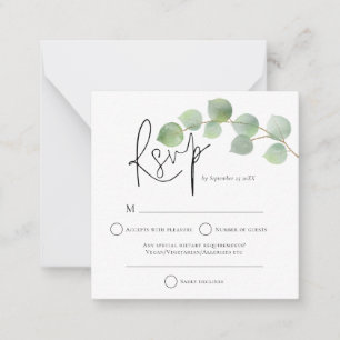 MINI Modern Eucalyptus Wedding RSVP Enclosures Card